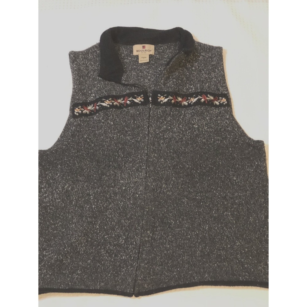 Woolrich Sweater Vest Women's Large Gray Cardinals Birds Embroidered Winter CONE